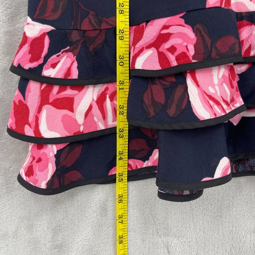 Kate Spade Rosa Dress 3/4 Sleeve Ruffle Tiered Rose Print Shift Dress - Picture 10 of 14